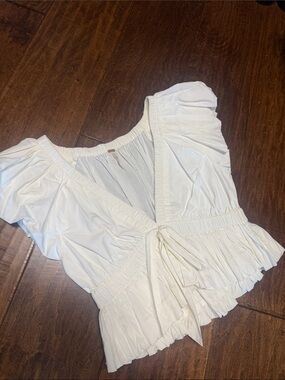 Free people White Ruffled Tie-Front Women’s Top